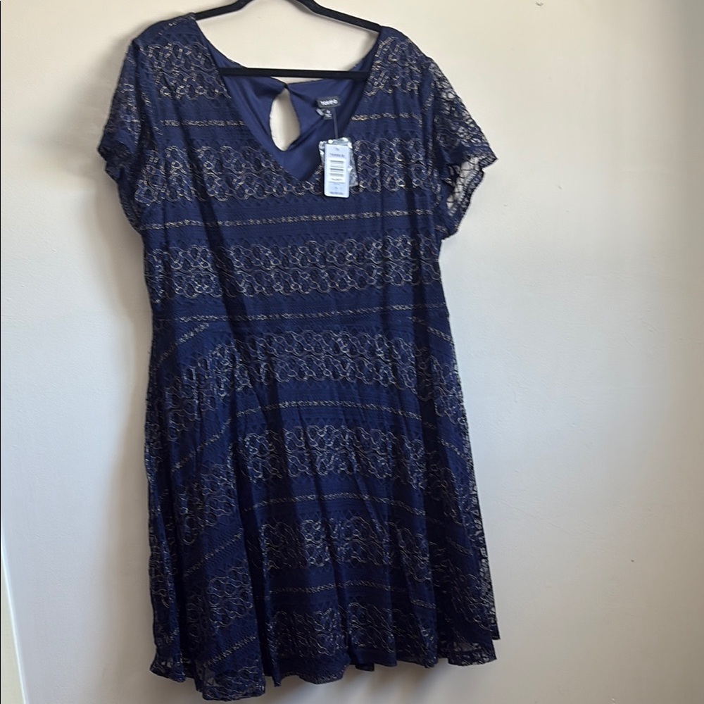 NWT Torrid Navy Lace Dress with gold accents - 2015 holiday collection